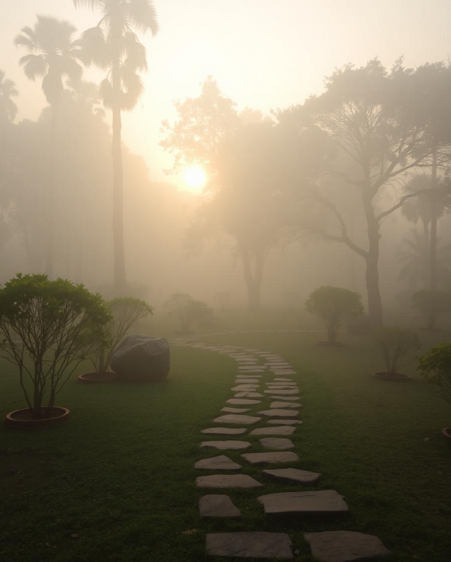 Dawn at the ashram gardens